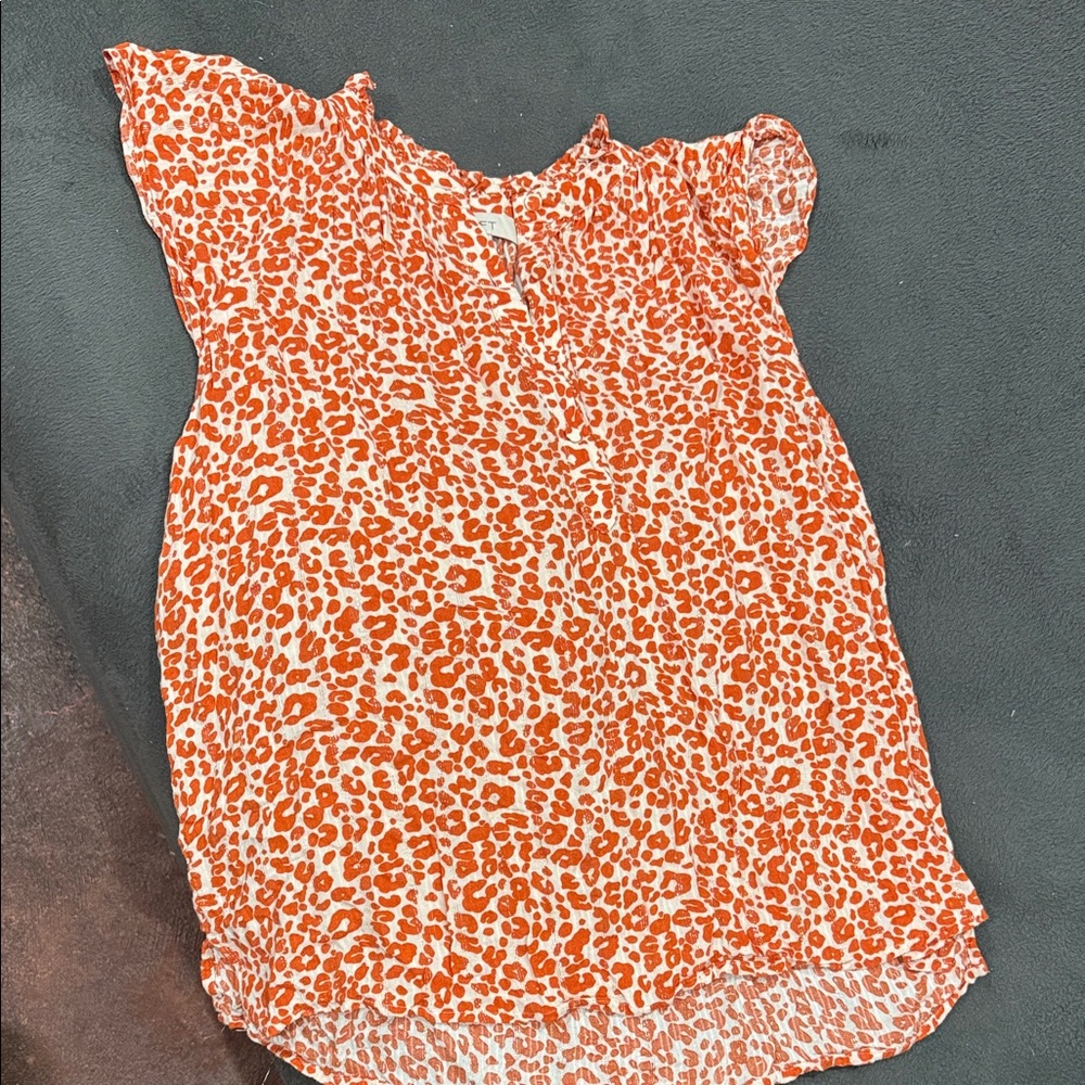 LOFT Orange and White Blouse